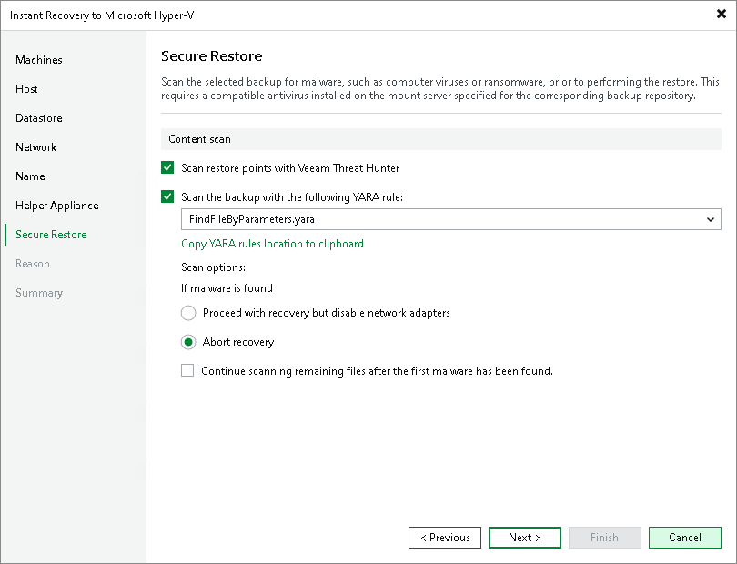 Step 10. Specify Secure Restore Settings
