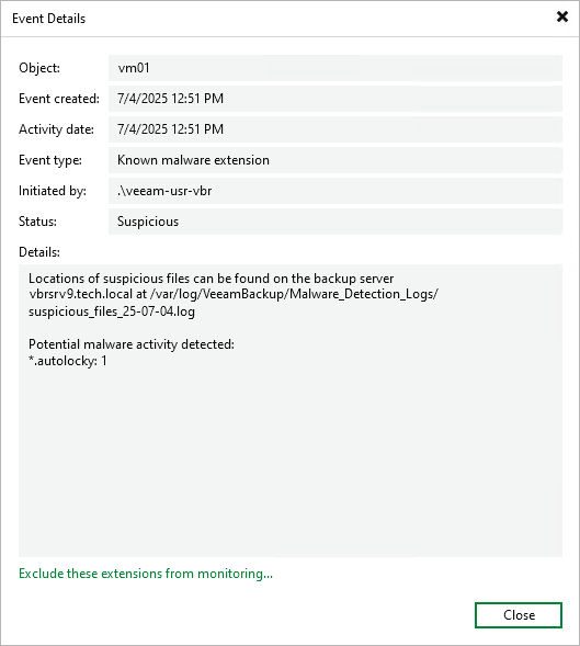 Viewing Malware Detection Events