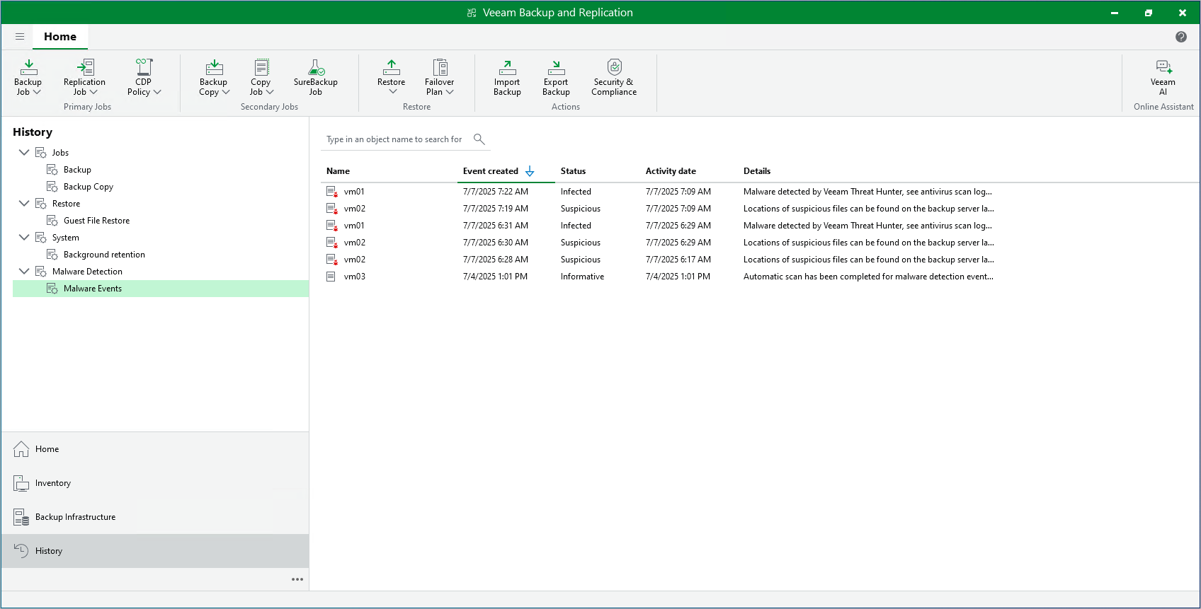 Viewing Malware Detection Events