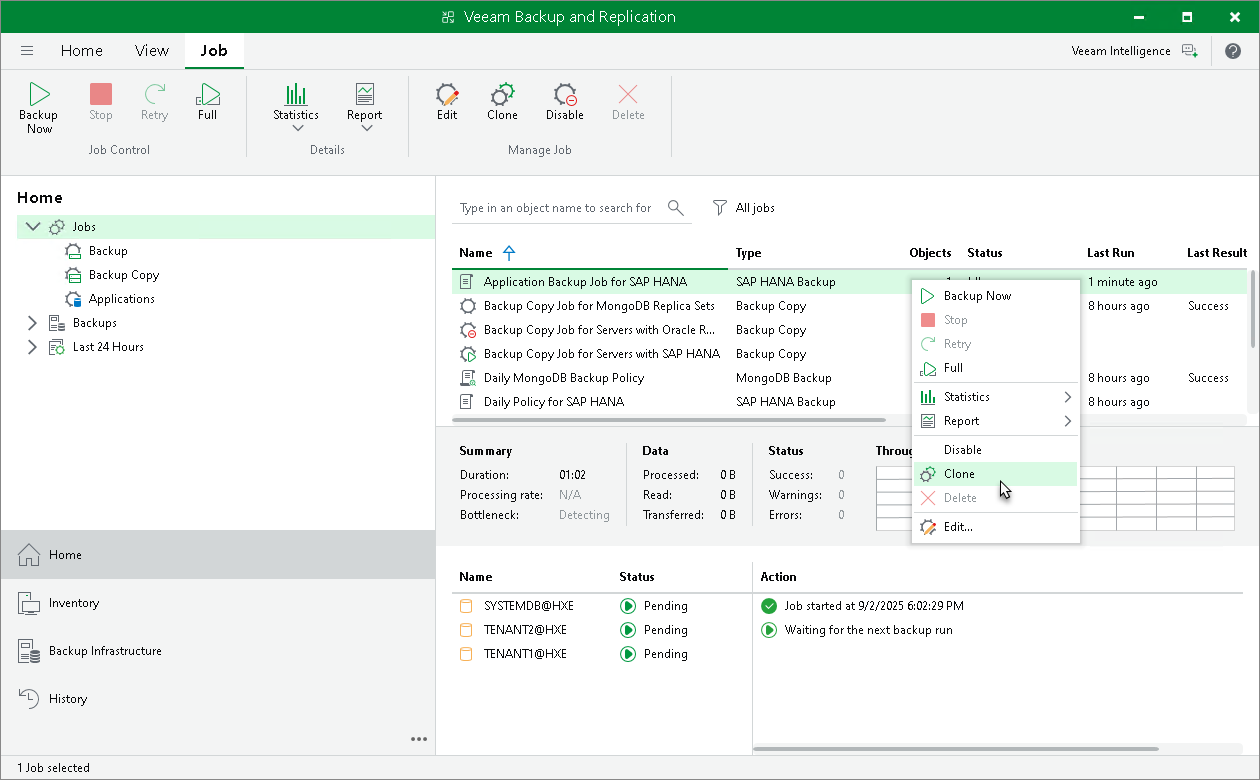 Clone Application Backup Policy