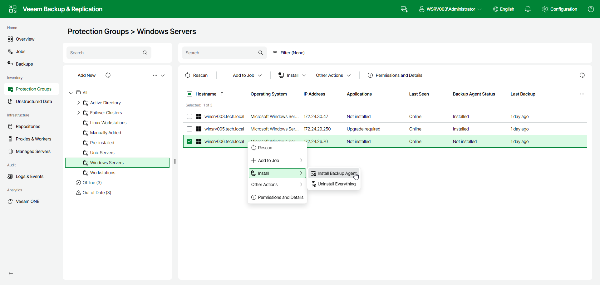 Install Veeam Agent