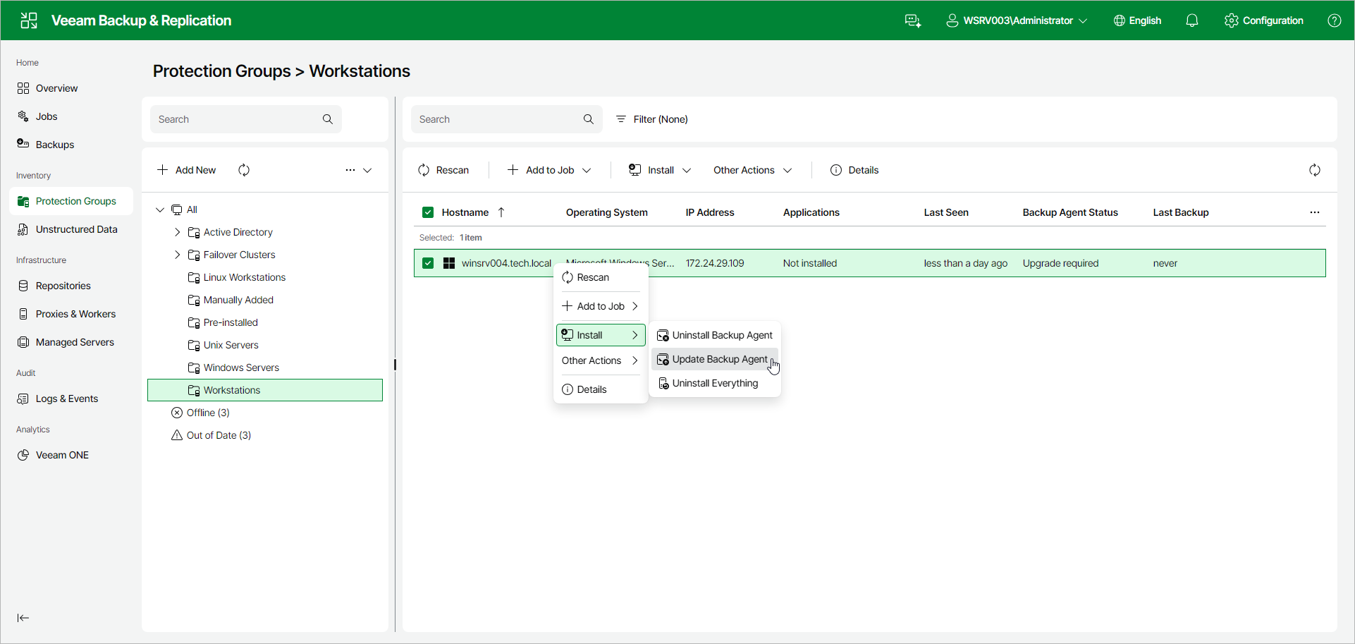 Upgrade Veeam Agent