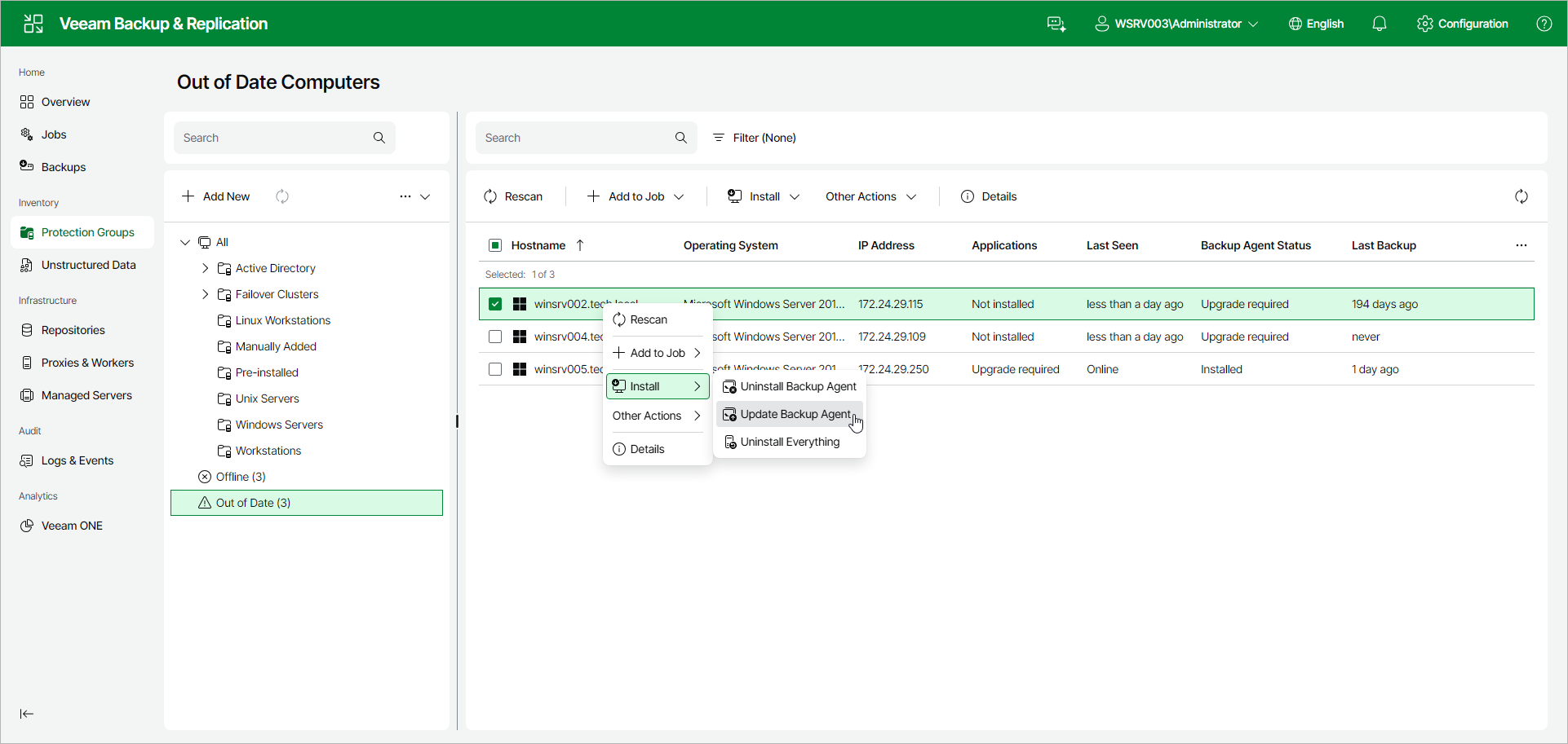 Upgrade Veeam Agent on Multiple Computers