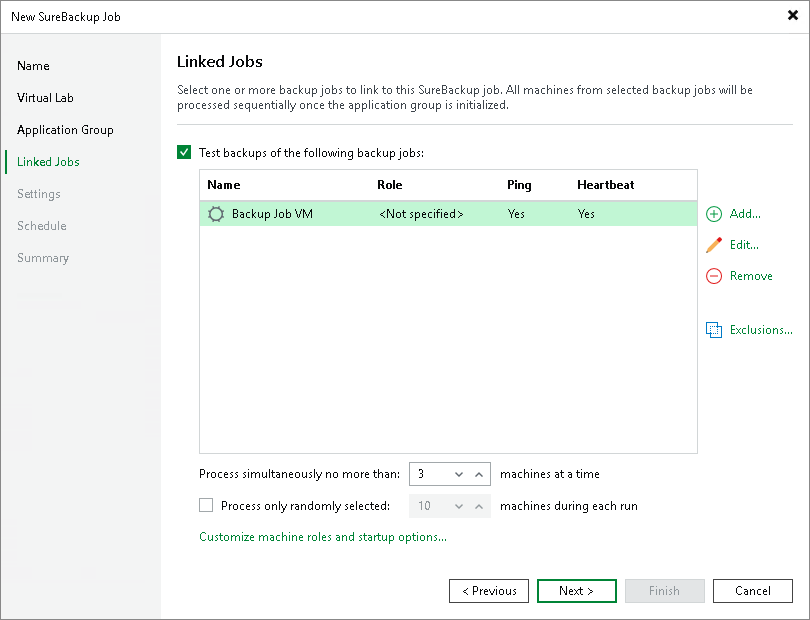 Link Jobs Creating SureBackup Job
