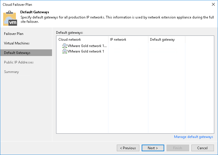 Step 4. Specify Default Gateways