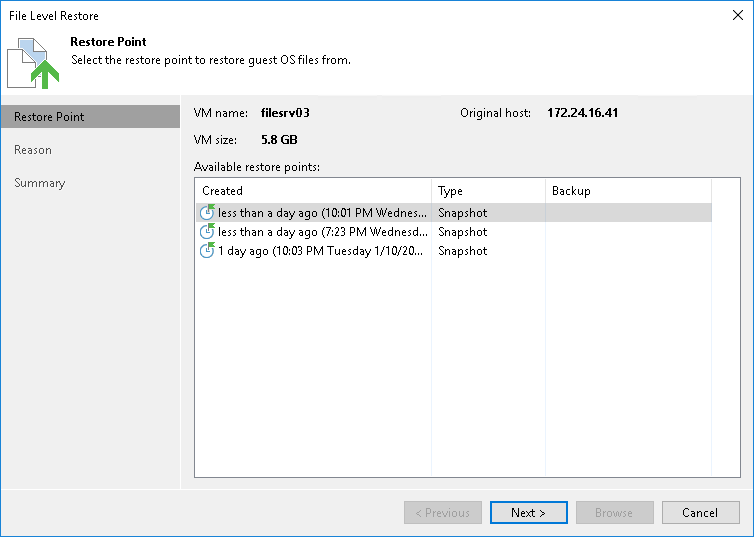 Restoring VM Guest OS Files