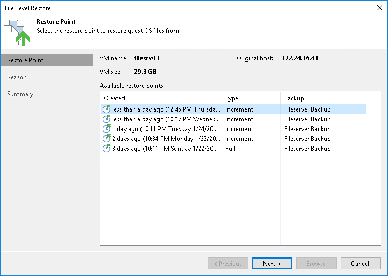 Restoring VM Guest OS Files
