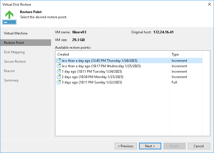 Restoring VM Disks