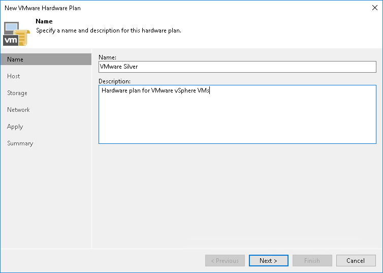 Step 2. Specify Hardware Plan Name and Description