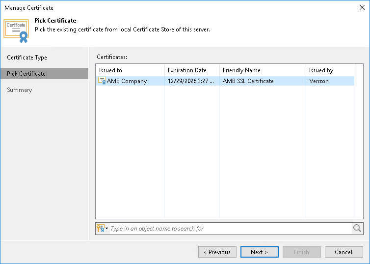 Selecting Existing Certificates from Certificate Store