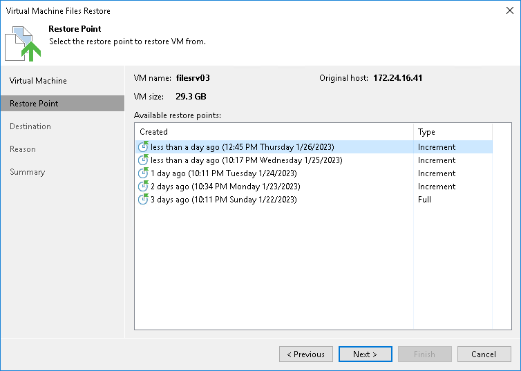 Restoring VM Files