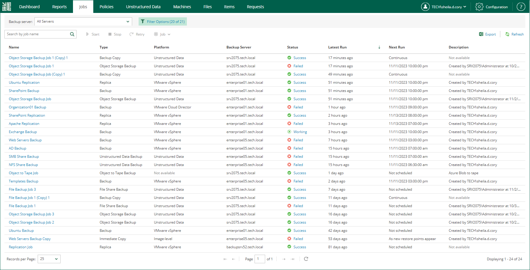 veeam backup jobs best practices