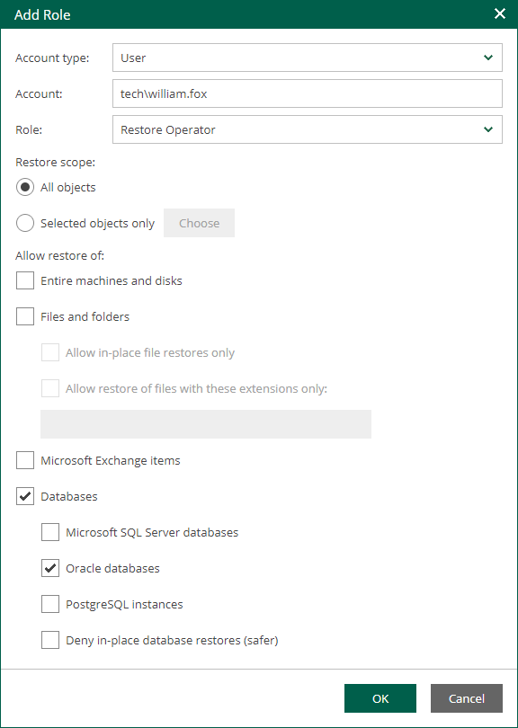 Configuring Restrictions for Delegated Restore