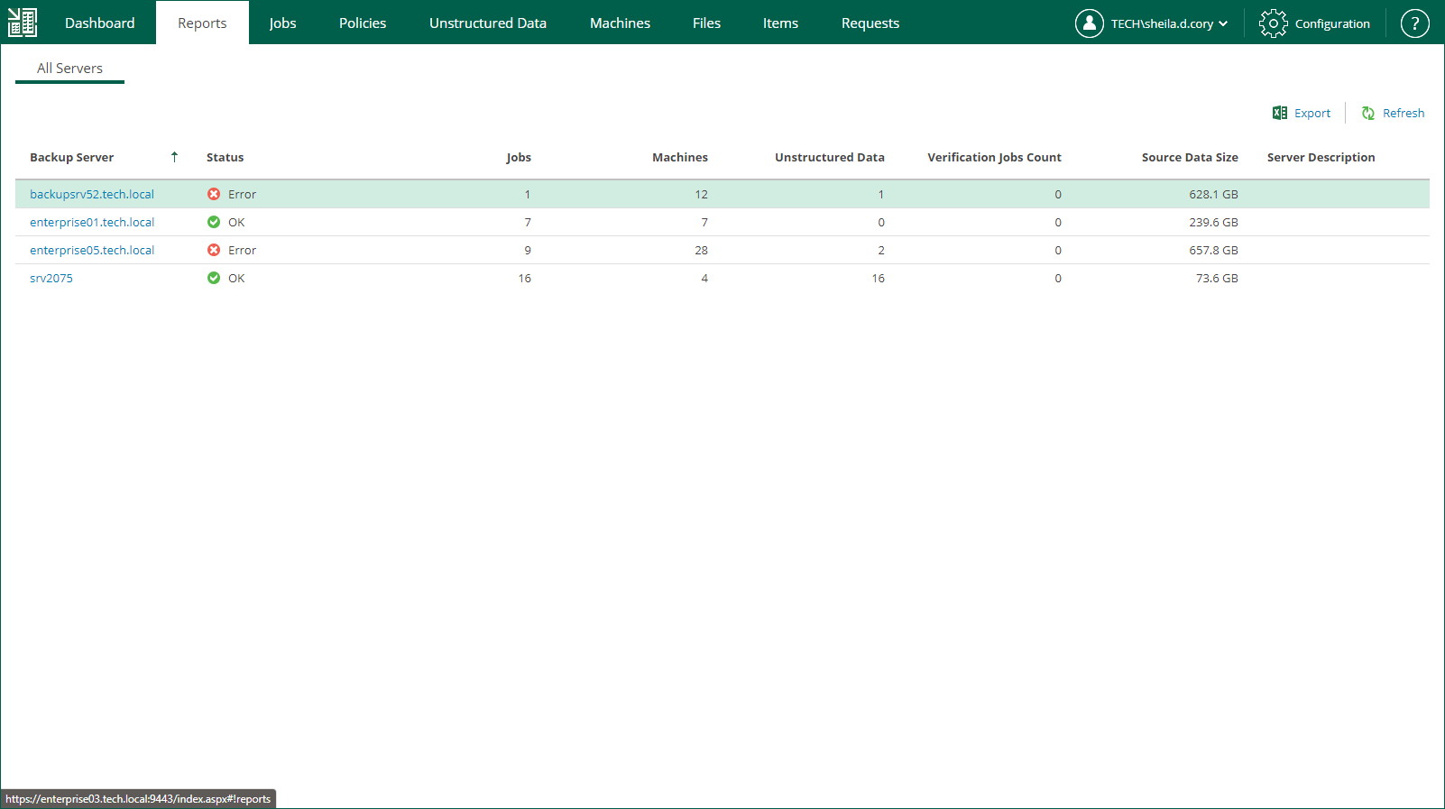 veeam backup reporting