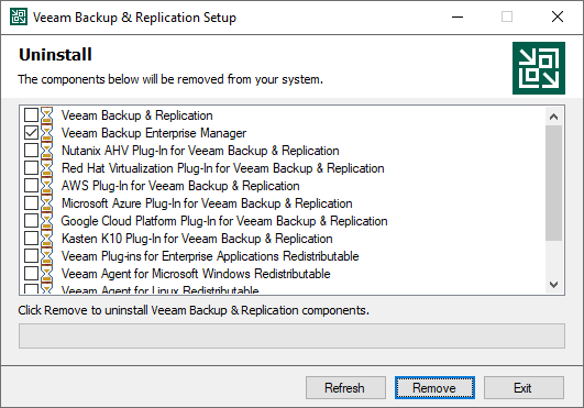 Uninstalling Veeam Backup Enterprise Manager