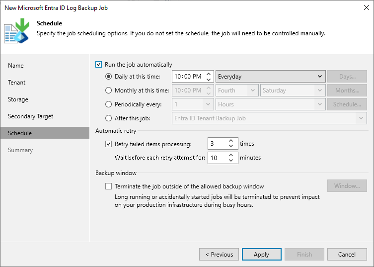 Step 7. Define Job Schedule