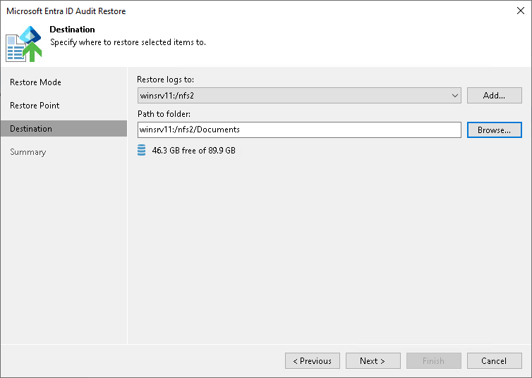 Step 5. Specify Destination for File Restore