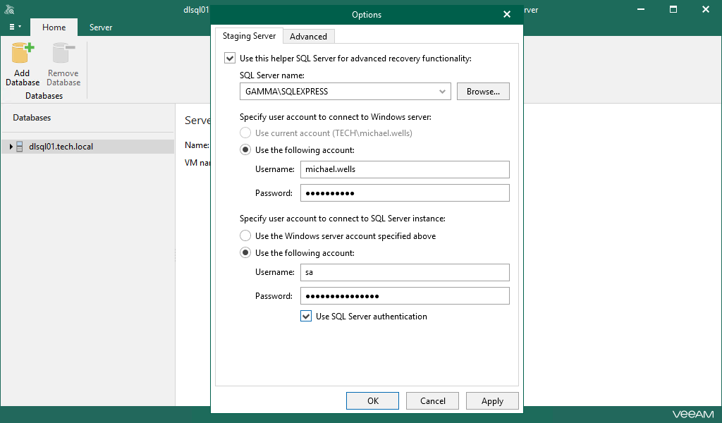 veeam backup sql server