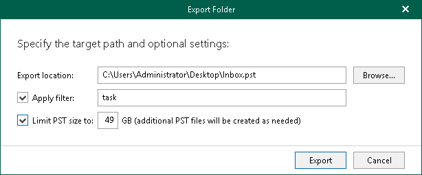 Exporting to Custom Location