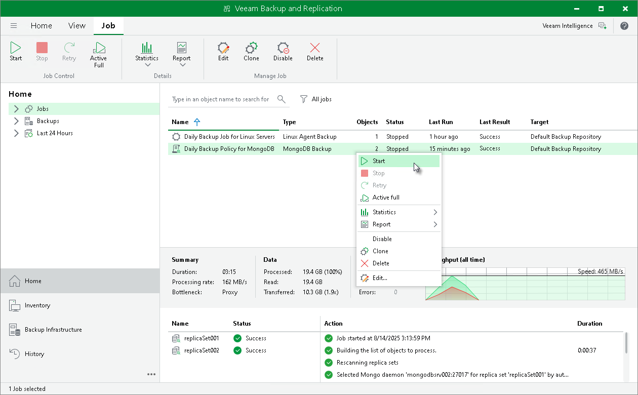 Start Application Backup Policy