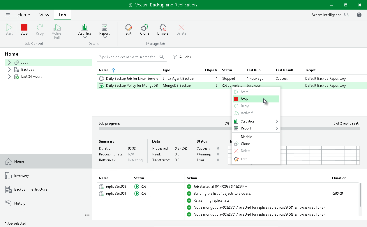 Stop Application Backup Policy