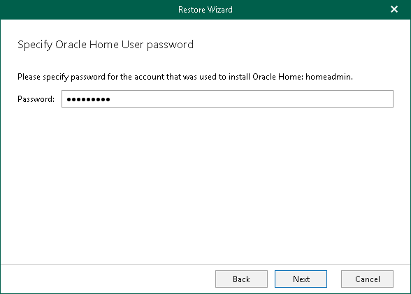Specifying Oracle Home User Password