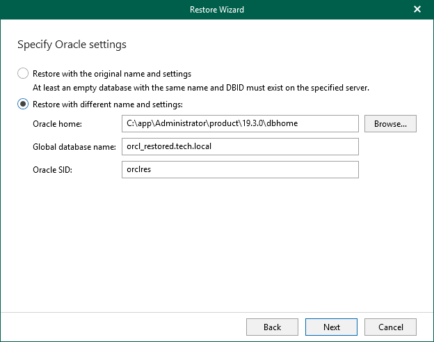 Step 4. Specify Oracle Settings