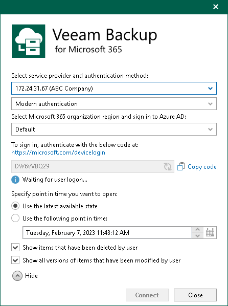 Adding Veeam Backup for Microsoft Office 365 Service Provider