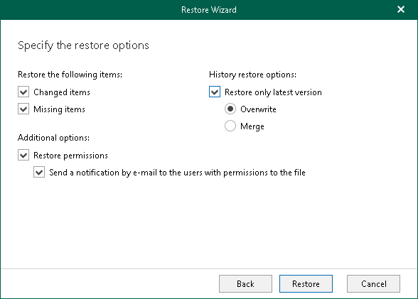 Step 5. Specify Restore Options