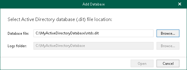 Adding Microsoft Active Directory Databases Manually