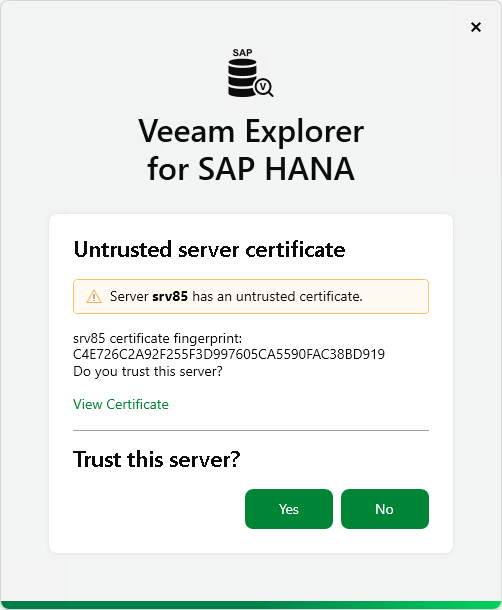 Validate Server Certificate Fingerprint