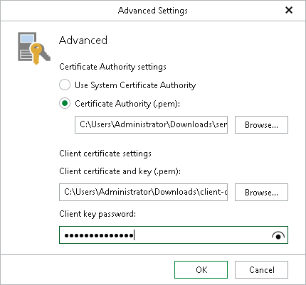 Specifying TLS Certificate Settings