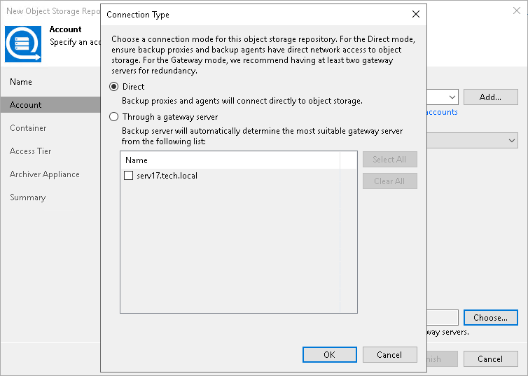 Step 3. Specify Object Storage Account 