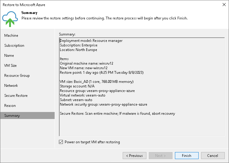 Step 9. Verify Restore Settings