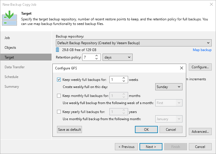 Step 7. Specify Target Repository and Retention Settings