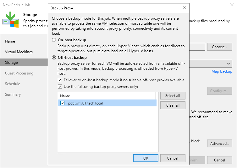 Assigning Off-Host Backup Proxies to Jobs