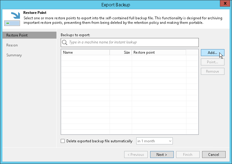 Step 2. Select Restore Points to Export