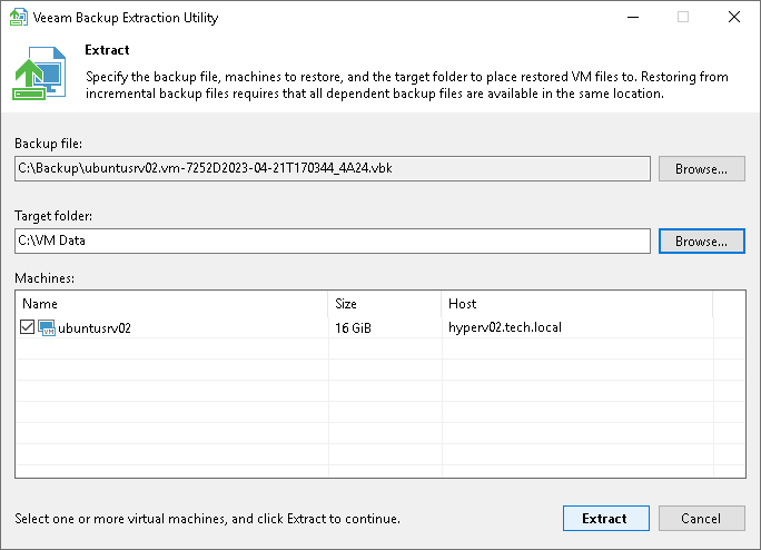 Using Extract Utility in GUI