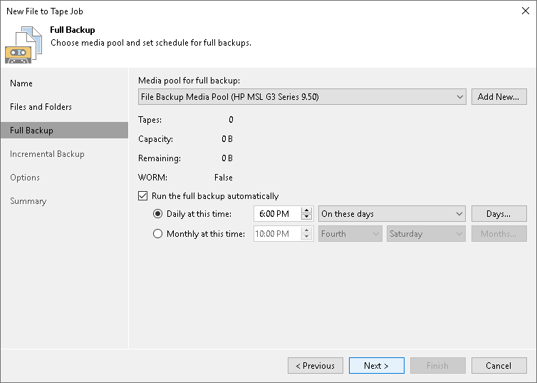 Step 4. Choose Media Pool for Full Backup