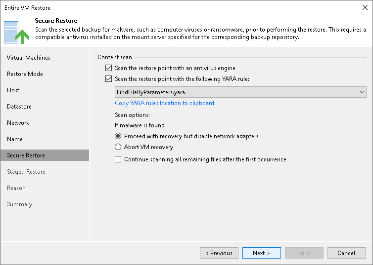 Step 9. Specify Secure Restore Settings