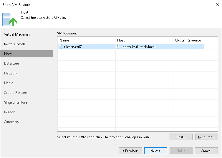 Step 5. Select Target Host