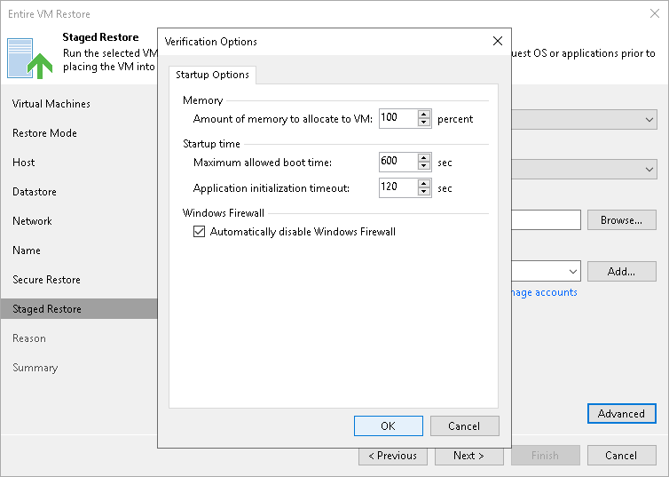Step 10. Specify Staged Restore Settings