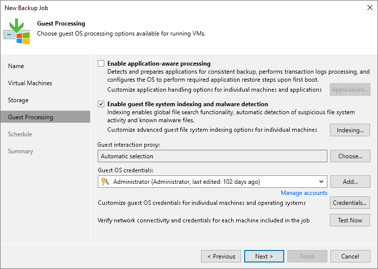 VM Guest OS File Indexing