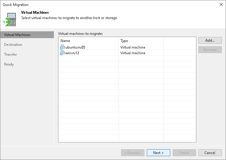 Step 2. Select VMs to Relocate