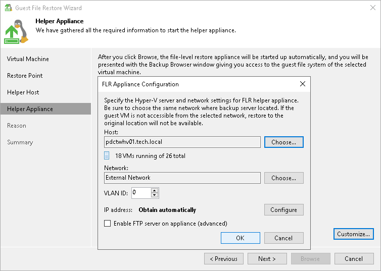 Step 5. Specify Location for Helper Appliance