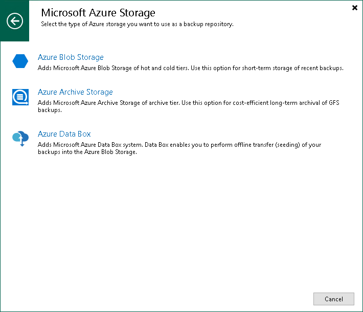 Step 2. Select Azure Storage Type