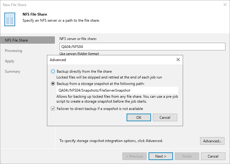 Step 3. Specify Advanced NFS File Share Settings