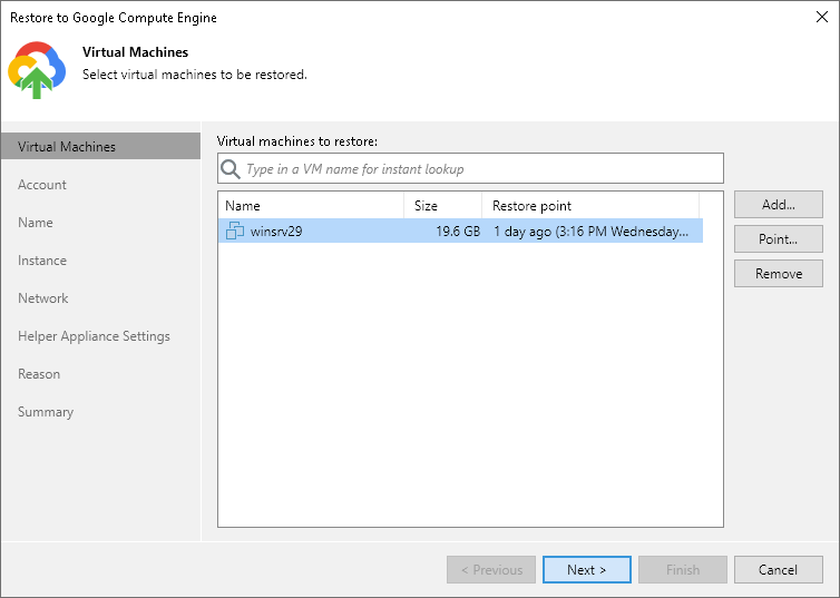 Step 2. Select Workloads and Restore Points