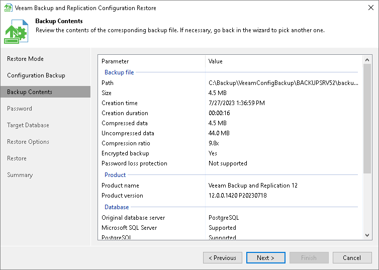 Step 4. Review Configuration Backup Parameters