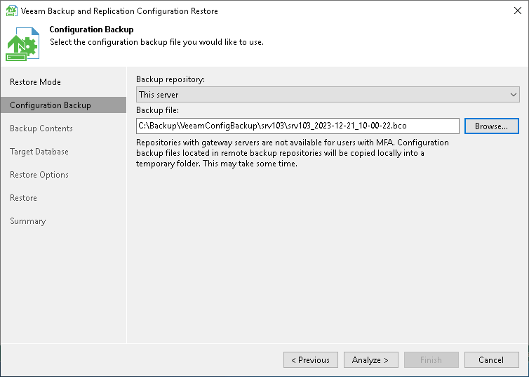 Step 3. Select Configuration Backup